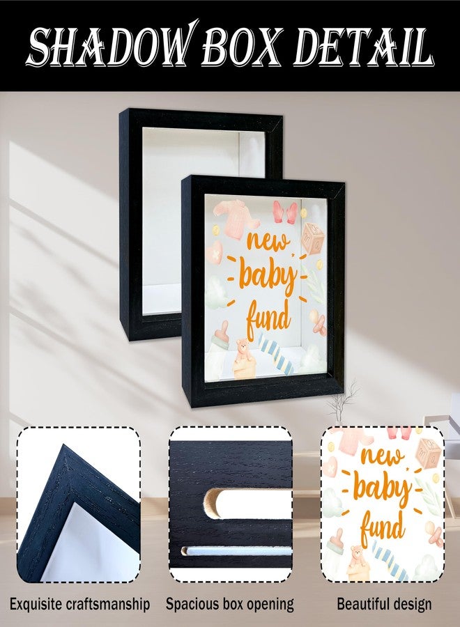 Mueddur Baby Fund Shadow Box Frame, Travel Memory Keepsake Box with Slot, New Baby Themed Adventure Archive Box, Baby Piggy Bank Gifts for Kids Girls Boys, Decorative Wooden Money Box for Baby Shower -14 - Image 3